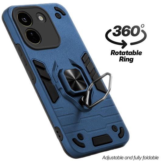Dual layer shockproof back cover with 360° rotatable ring grip for Poco X8 Power 5G