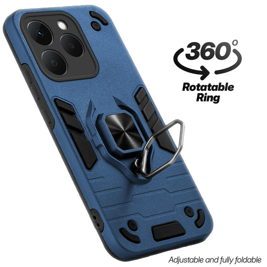 Dual layer shockproof back cover with 360° rotatable ring grip for Realme 15T 5G