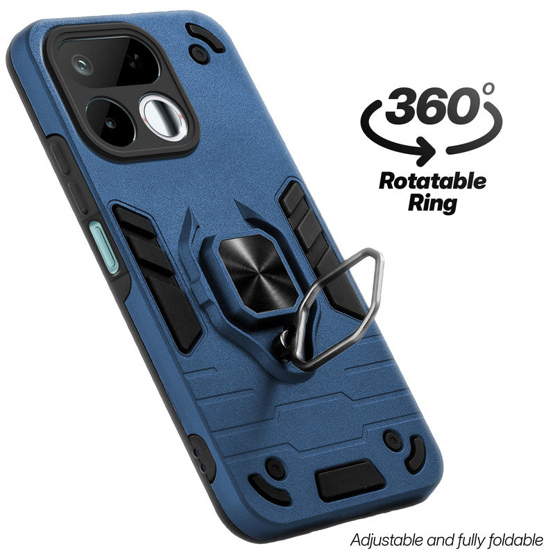 Dual layer shockproof back cover with 360° rotatable ring grip for Realme 16T 5G
