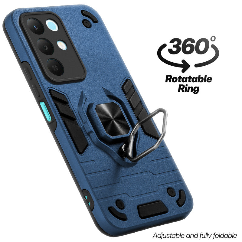 Dual layer shockproof back cover with 360° rotatable ring grip for Realme Narzo 90x 5G