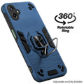 Dual layer shockproof back cover with 360° rotatable ring grip for Samsung F70e 5G