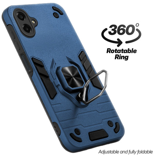 Dual layer shockproof back cover with 360° rotatable ring grip for Samsung M07