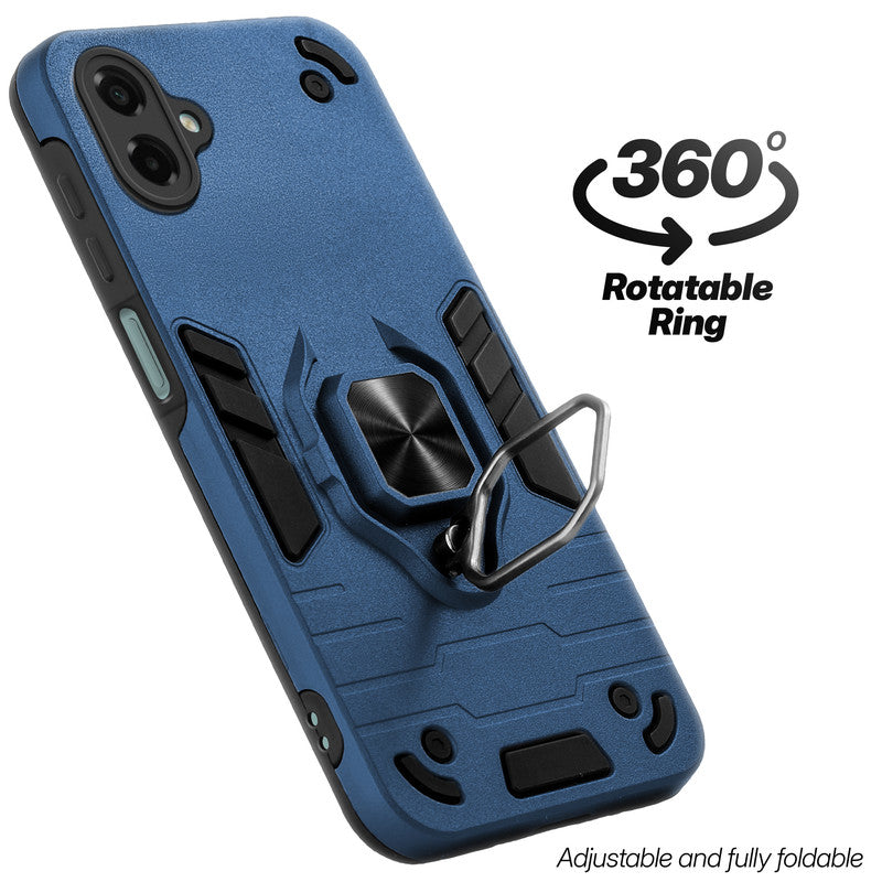 Dual layer shockproof back cover with 360° rotatable ring grip for Samsung M17e 5G