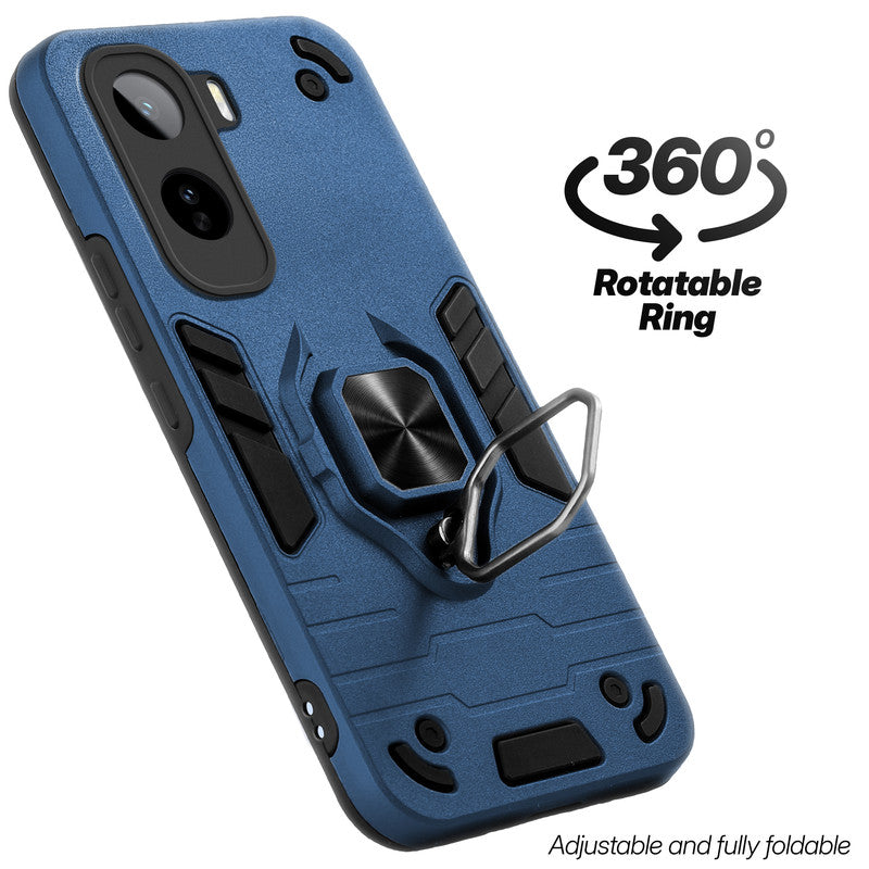 Dual layer shockproof back cover with 360° rotatable ring grip for Vivo T5 Pro 5G