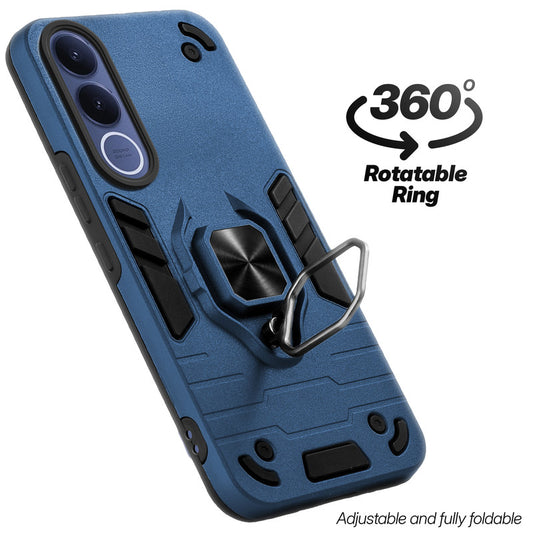 Dual Layer Shockproof Back Cover with 360° Rotatable Ring Grip & Impact Resistant Frame for Vivo V70 FE 5G