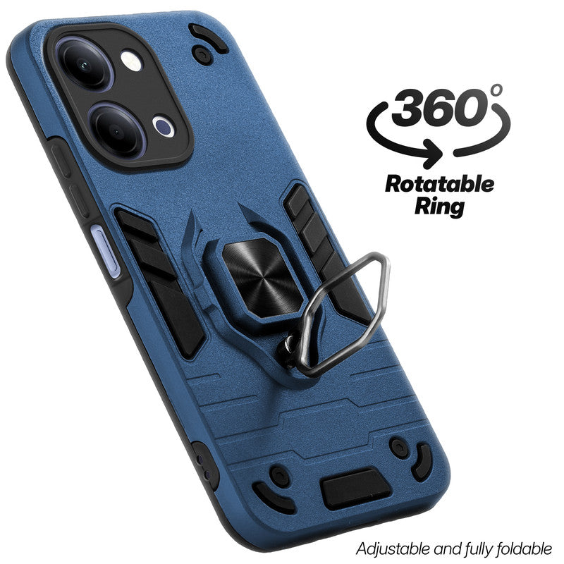 Dual layer shockproof back cover with 360° rotatable ring grip for Vivo Y05 4G