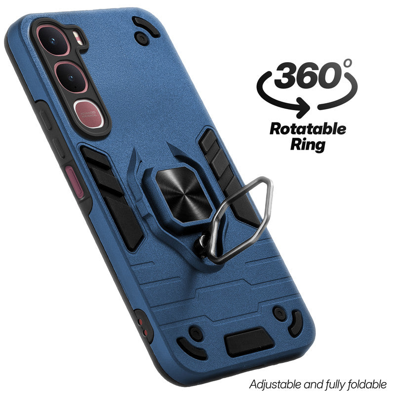 Dual layer shockproof back cover with 360° rotatable ring grip for Vivo Y31 5G