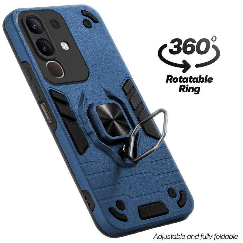 Dual layer shockproof back cover with 360° rotatable ring grip for Vivo Y31 Pro 5G