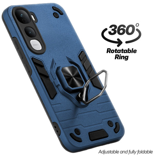Dual layer shockproof back cover with 360° rotatable ring grip for Vivo Y400 5G