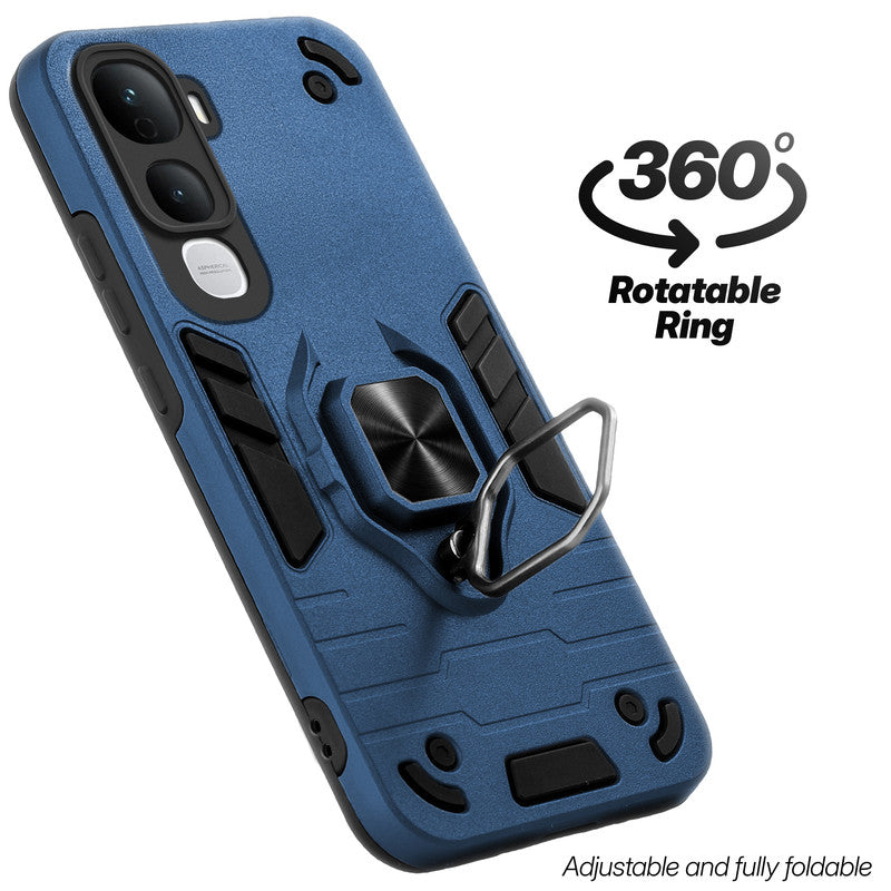 Dual layer shockproof back cover with 360° rotatable ring grip for Vivo Y400 Pro 5G