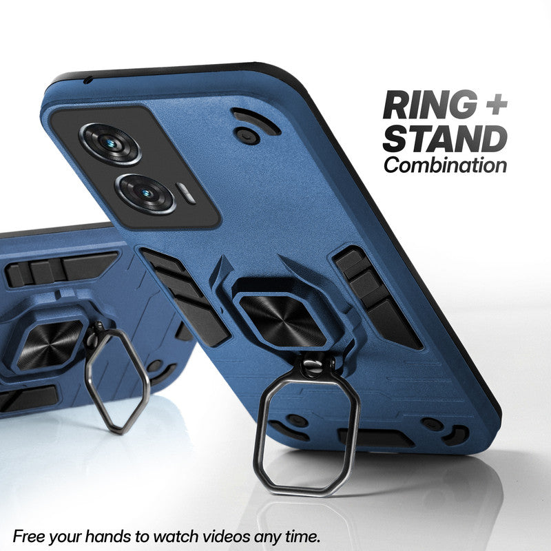 Motorola Moto G96 5G case with foldable ring stand for hands-free viewing in kickstand position