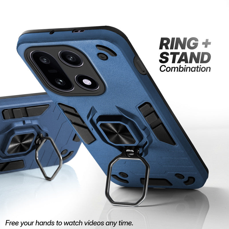 OnePlus 15 5G case with foldable ring stand for hands-free viewing in kickstand position