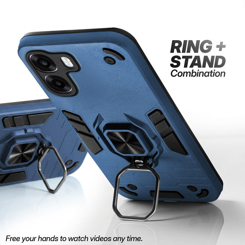Oppo A6x 5G case with foldable ring stand for hands-free viewing in kickstand position