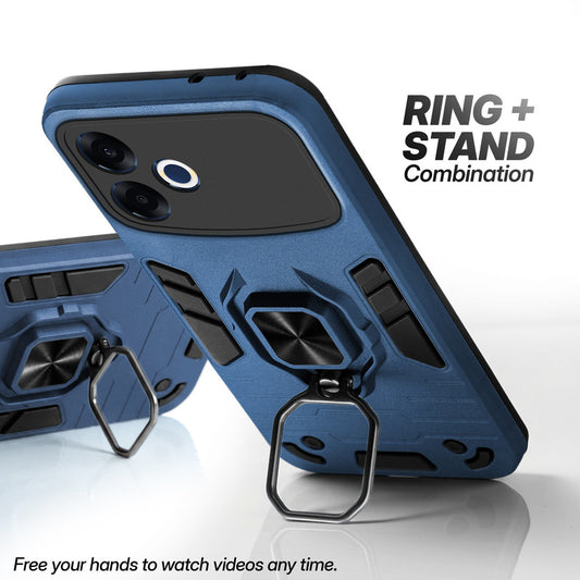Dual Layer Shockproof Back Cover with 360° Rotatable Ring Grip & Impact Resistant Frame for Oppo F33 Pro 5G