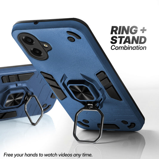 Samsung M07 case with foldable ring stand for hands-free viewing in kickstand position
