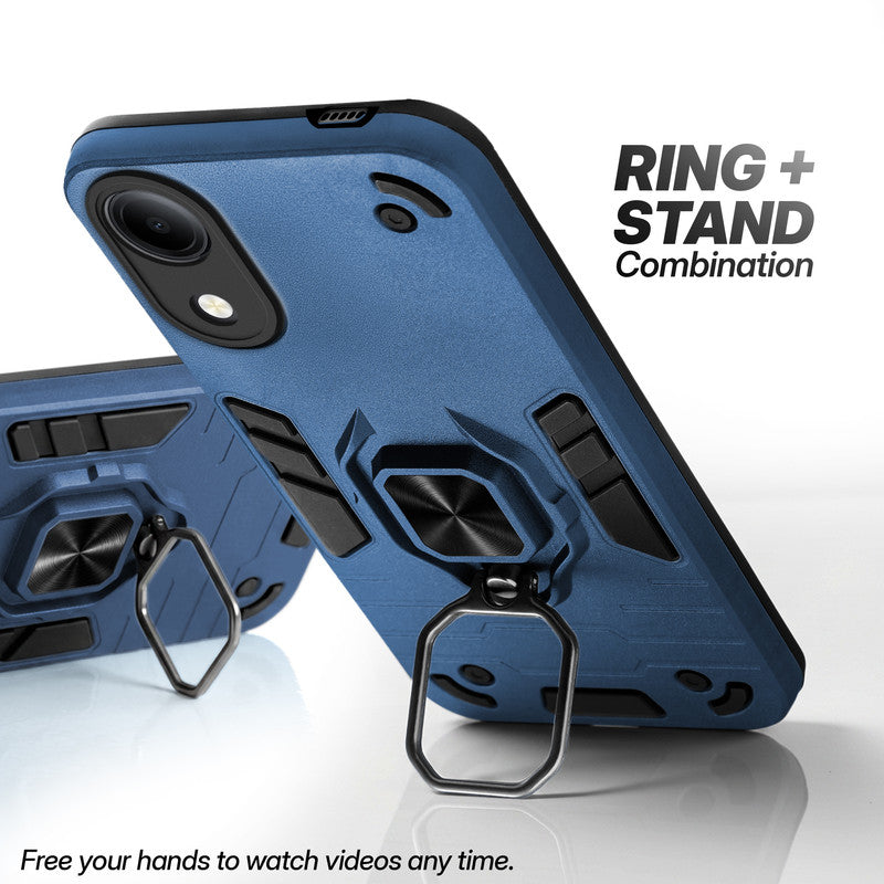 Vivo T5e 5G case with foldable ring stand for hands-free viewing in kickstand position
