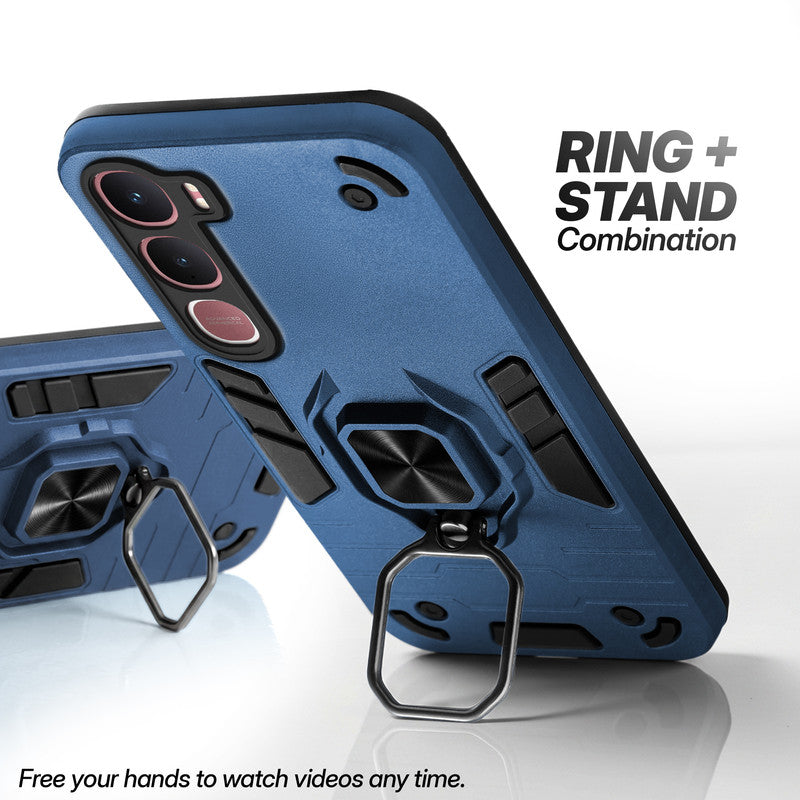 Vivo Y31 5G case with foldable ring stand for hands-free viewing in kickstand position