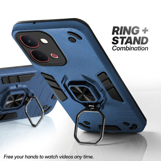Vivo Y31T 5G case with foldable ring stand for hands-free viewing in kickstand position