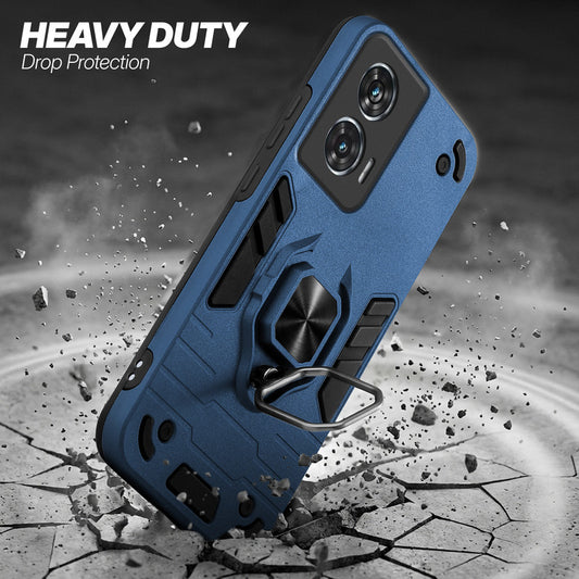 Dual Layer Shockproof Back Cover with 360° Rotatable Ring Grip & Impact Resistant Frame for Motorola Moto Edge 50 Fusion 5G