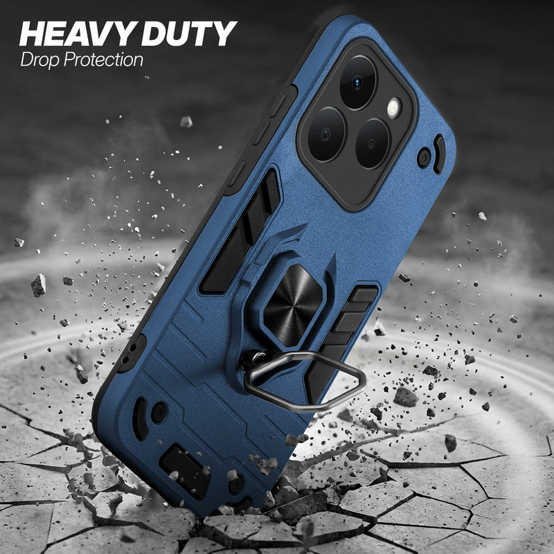 Realme Narzo 90 5G protective case illustrating impact drop protection with an impact-resistant frame.