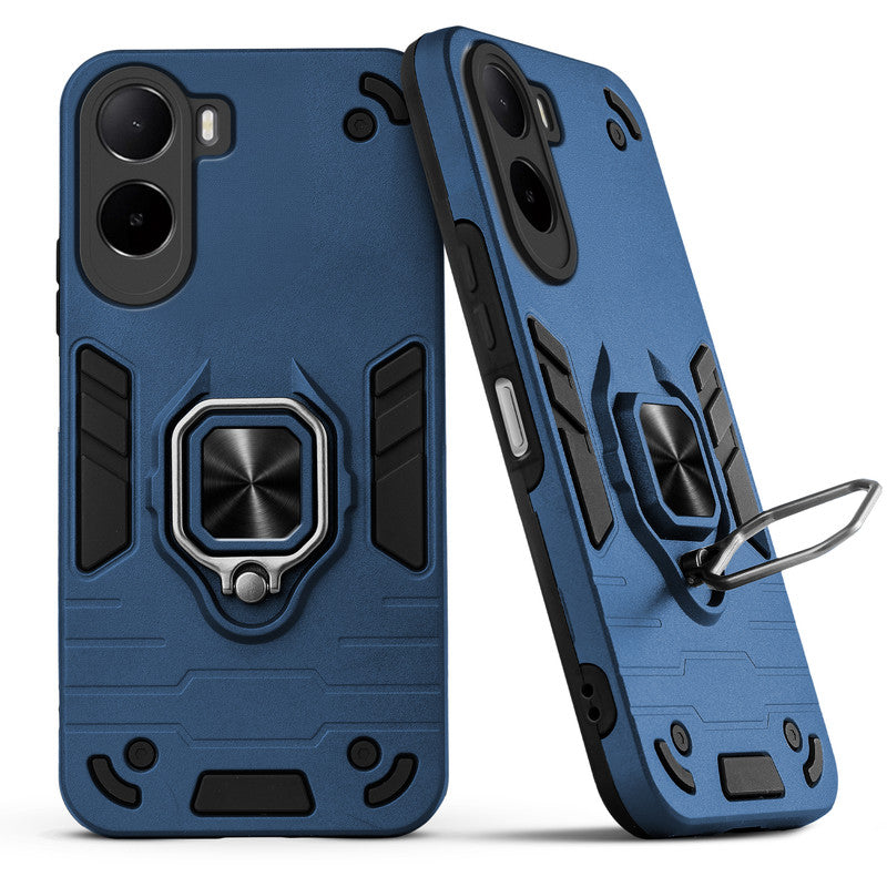 Back view of Poco C85x 5G case highlighting the built-in rotating metal ring holder