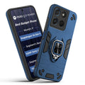 Front and back view of Motorola G57 Power 5G fitted with a protective case and ring grip