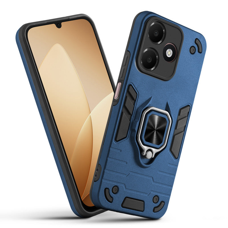 Front and back view of Oppo A6C 4G fitted with a protective case and ring grip