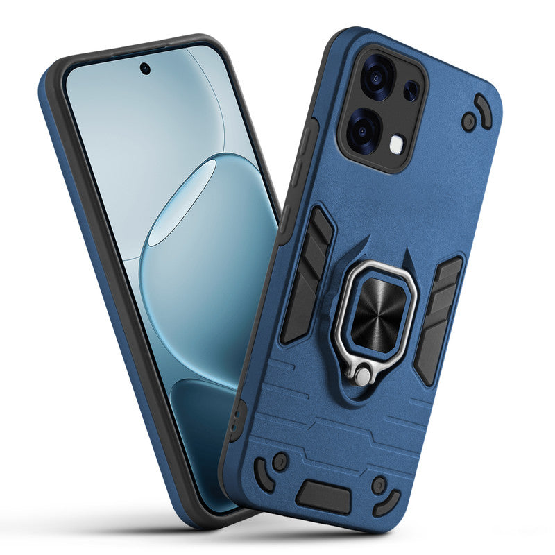 Front and back view of Oppo F31 5G fitted with a protective case and ring grip