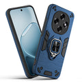 Front and back view of Oppo F31 Pro 5G fitted with a protective case and ring grip