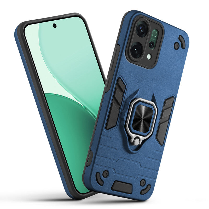 Front and back view of Oppo Reno 14 5G fitted with a protective case and ring grip