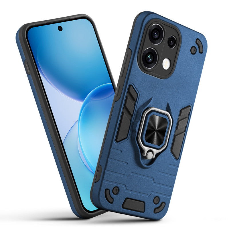 Front and back view of Oppo Reno 16C 5G fitted with a protective case and ring grip