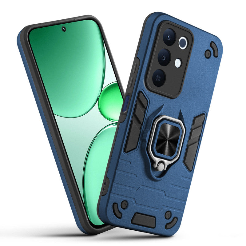 Front and back view of Realme 15x 5G fitted with a protective case and ring grip