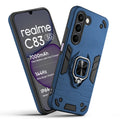 Front and back view of Realme C83 5G fitted with a protective case and ring grip