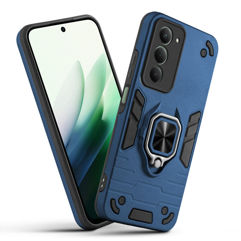 Front and back view of Redmi Note 15 5G fitted with a protective case and ring grip