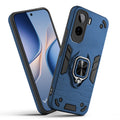 Front and back view of Vivo T5 Pro 5G fitted with a protective case and ring grip