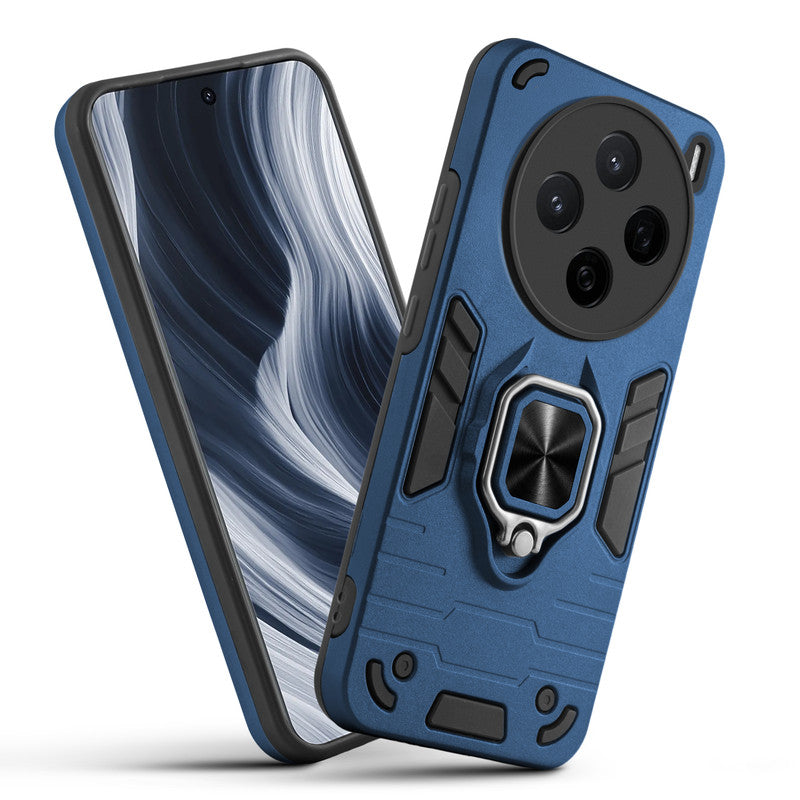 Front and back view of Vivo X200T 5G fitted with a protective case and ring grip