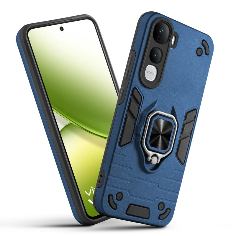 Front and back view of Vivo Y400 5G fitted with a protective case and ring grip