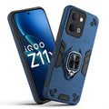 Front and back view of iQOO Z11x 5G fitted with a protective case and ring grip