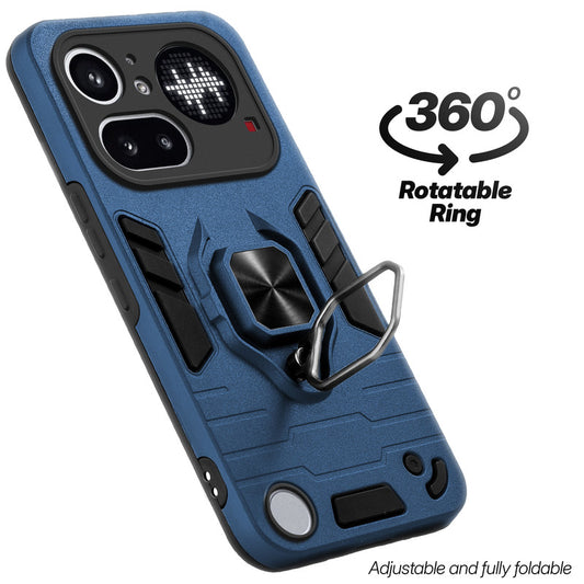 Dual layer shockproof back cover with 360° rotatable ring grip for Nothing Phone 4A Pro 5G