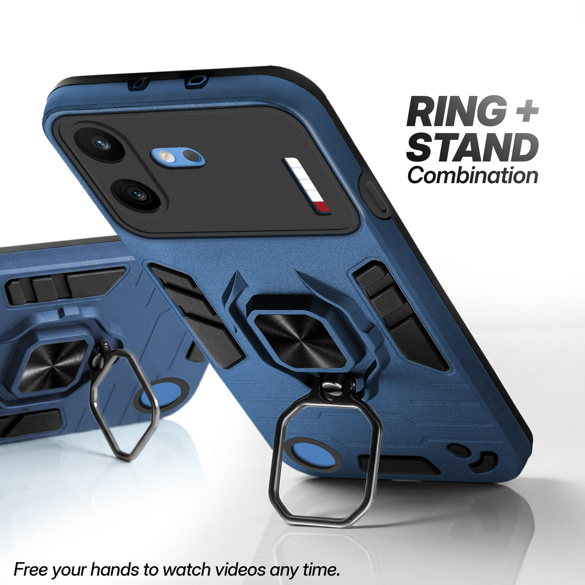 Dual Layer Shockproof Back Cover with 360° Rotatable Ring Grip & Impact Resistant Frame for Nothing Phone 4B 5G