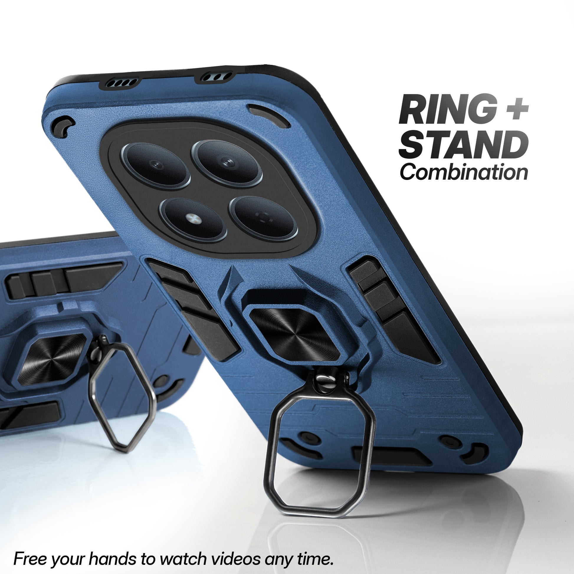 Redmi Note 15 Pro 5G case with foldable ring stand for hands-free viewing in kickstand position