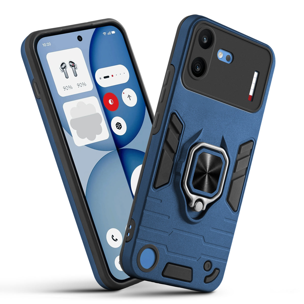 Dual Layer Shockproof Back Cover with 360° Rotatable Ring Grip & Impact Resistant Frame for Nothing Phone 4B 5G