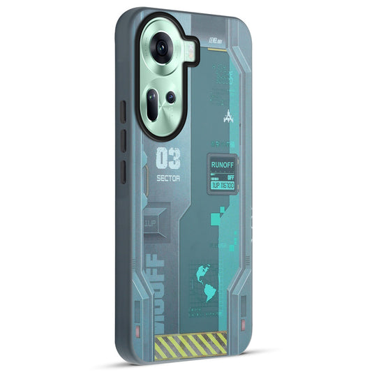Mechanical Circuit Sector Print Hard Back Cover For Oppo Reno 11 5G