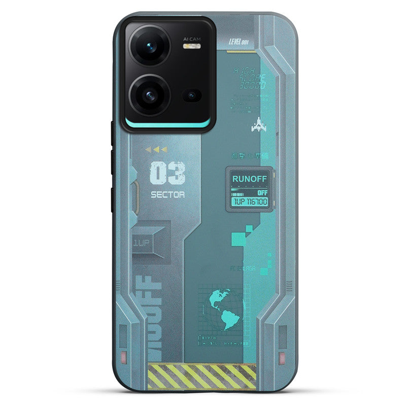 Mechanical Circuit Print Hard Back Cover For Vivo V25 5G