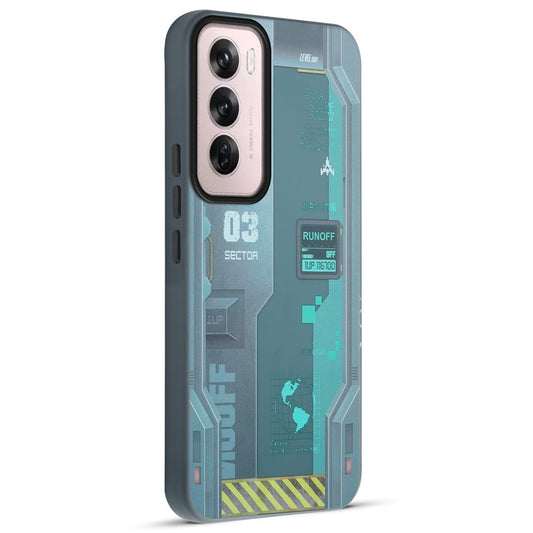 Mechanical Circuit Sector Print Hard Back Cover For Oppo Reno 12 Pro 5G
