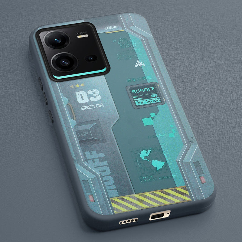 Mechanical Circuit Print Hard Back Cover For Vivo V25 5G