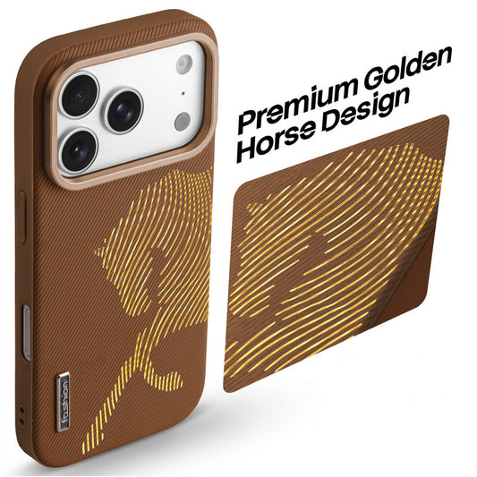 Premium Horse Textured MagSafe Case for Apple iPhone 17 Pro with Metallic Camera Protection & Microfiber Lining