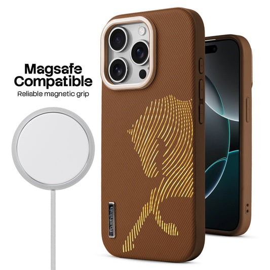 Premium Horse Textured MagSafe Case for Apple iPhone 15 Pro Max with Metallic Camera Protection & Microfiber Lining
