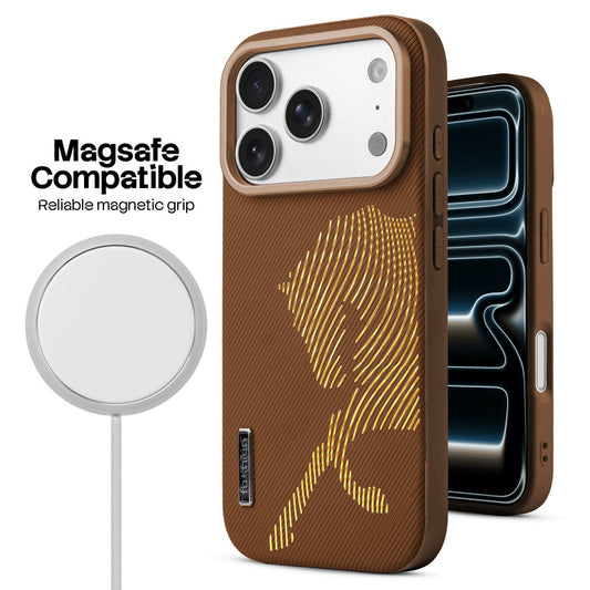 Premium Horse Textured MagSafe Case for Apple iPhone 17 Pro with Metallic Camera Protection & Microfiber Lining