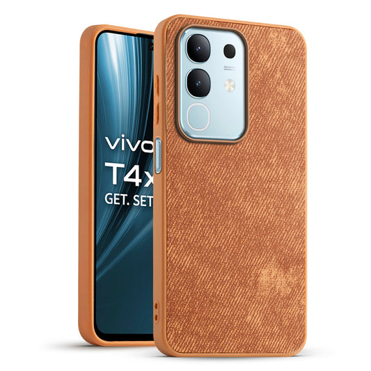 Denim Jeans Cloth Back Cover Case for Vivo T4x 5G